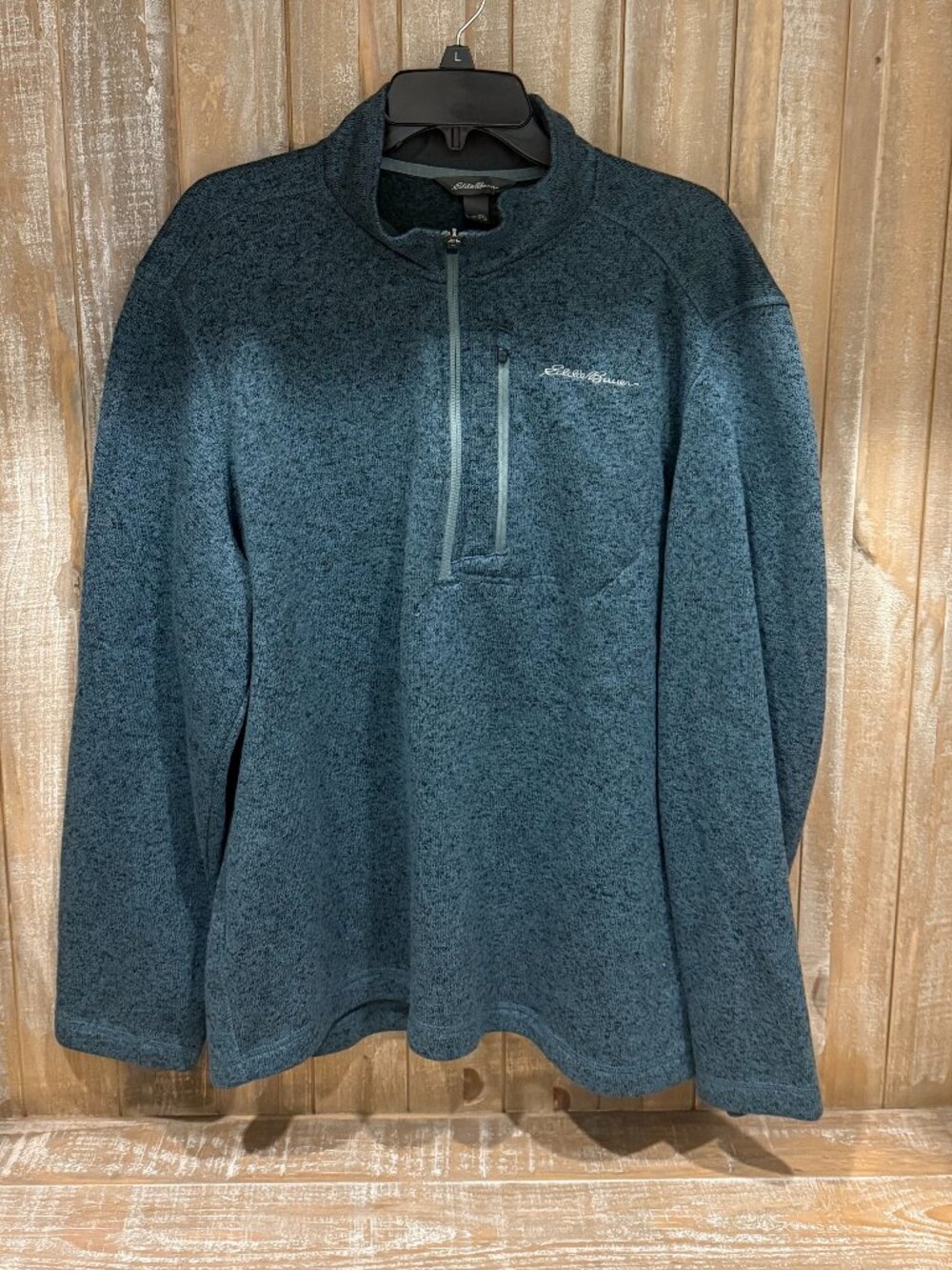 EDDIE BAUER Radiator Quarter Zip Long Sleeve Pullover Men's Top XXL Blue Preppy